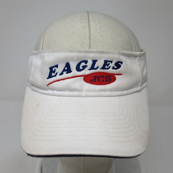 Eagles JCS Strapback Sun Visor Cap White OS Adjustable Embroidered Head Shots - Picture 2 of 9